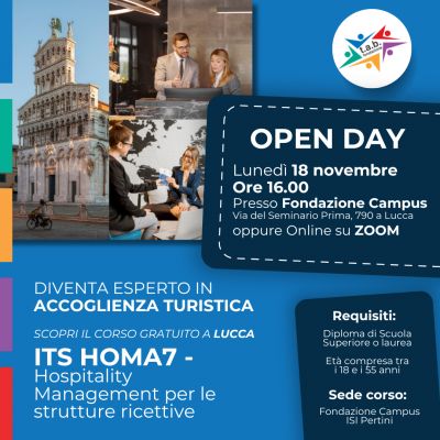 Open Day nuovi corsi a Lucca -18 novembre