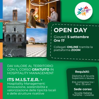 Open Day corso ITS M.I.S.T.E.R. - Hospitality Management - 5 settembre