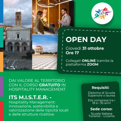 Open Day corso ITS M.I.S.T.E.R. - Hospitality Management - 31 ottobre